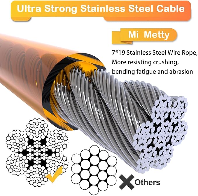 Tie Out Cable for Dogs,10/20/30/50/100FT Dog Leads for Yard Chew Proof,Heavy Duty Tie Out Cable for Large Dogs Up to 125lbs,Dog Runner Tether (Orange, 125Ibs 30ft)