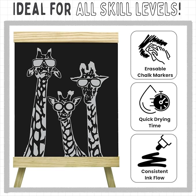 Chalkola 5 Grey Chalk Markers - Dry Erase Markers for Blackboard, Chalkboard Signs, Windows, Glass, Car | Variety Pack - Chalkboard Chalk Pens, Fine & Jumbo Size Ink Pen (1mm, 3mm, 6mm, 10mm, 15mm)