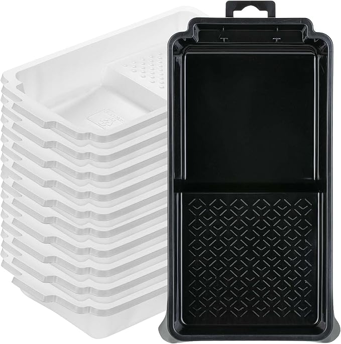Bates- Paint Tray Liner, 4 Inches, One Plastic Paint Tray with 10 pcs Paint Pan Liners, Paint Pans Trays, Disposable Paint Tray, Paint Roller Tray Liners, Paint Trays for Painting Walls