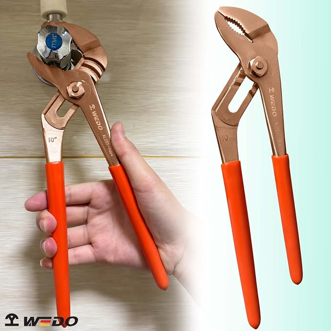 WEDO 14" Groove Joint Pliers,Tongue-and-Groove Pliers,Beryllium Copper,Non-magnetic,Length 350mm,Max jaw opening 55mm,DIN Standard, BAM & FM Certificate