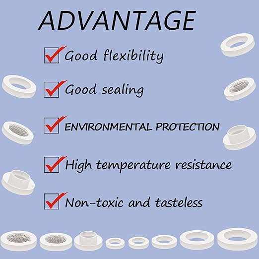 ZDBB 70 Pcs Plumbing Silicone Gasket Assortment Kit VMQ Silicone Washer for Assorted Shower Head Garden Hose High Temperature Hot Plumbing Pipes Fittings Seal Repair