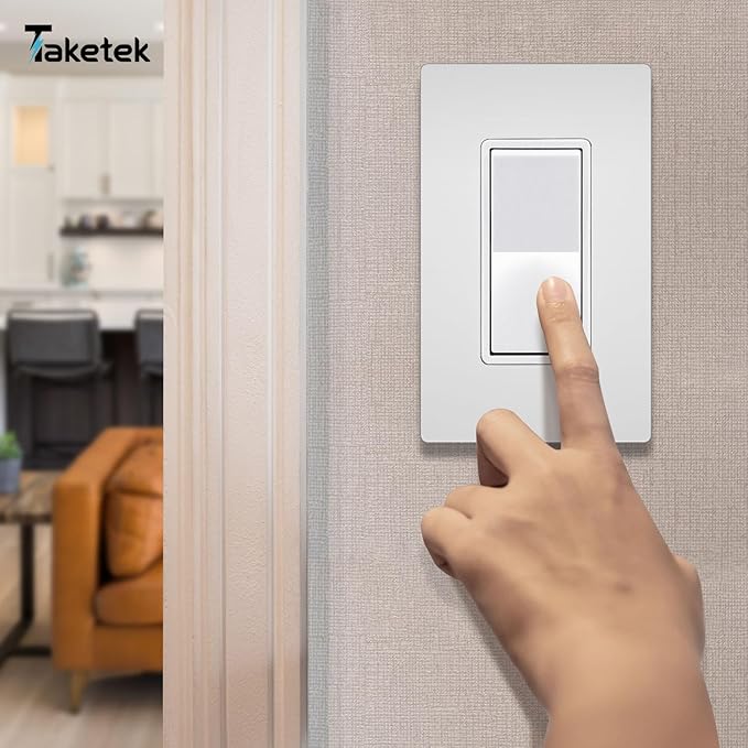TAKETEK Screwless Decorator Wall Plate, Child Safe Outlet Cover, 1-Gang White Switch Plate Covers, Unbreakable Polycarbonate Thermoplastic, Standard Size, Glossy, 10 Pack