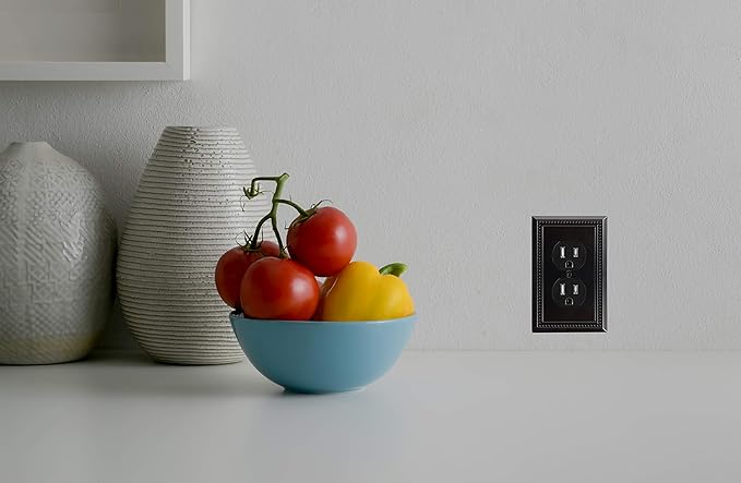 Henne Bery Sunken Pearls Heavy Duty Switch Plate/Wall Plate/Outlet Cover (Single Duplex 2PK, Matte Black