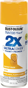 Rust-Oleum 366993 Painter's Touch 2X Ultra Cover Spray Paint, 12 oz, Satin Harvest Peach