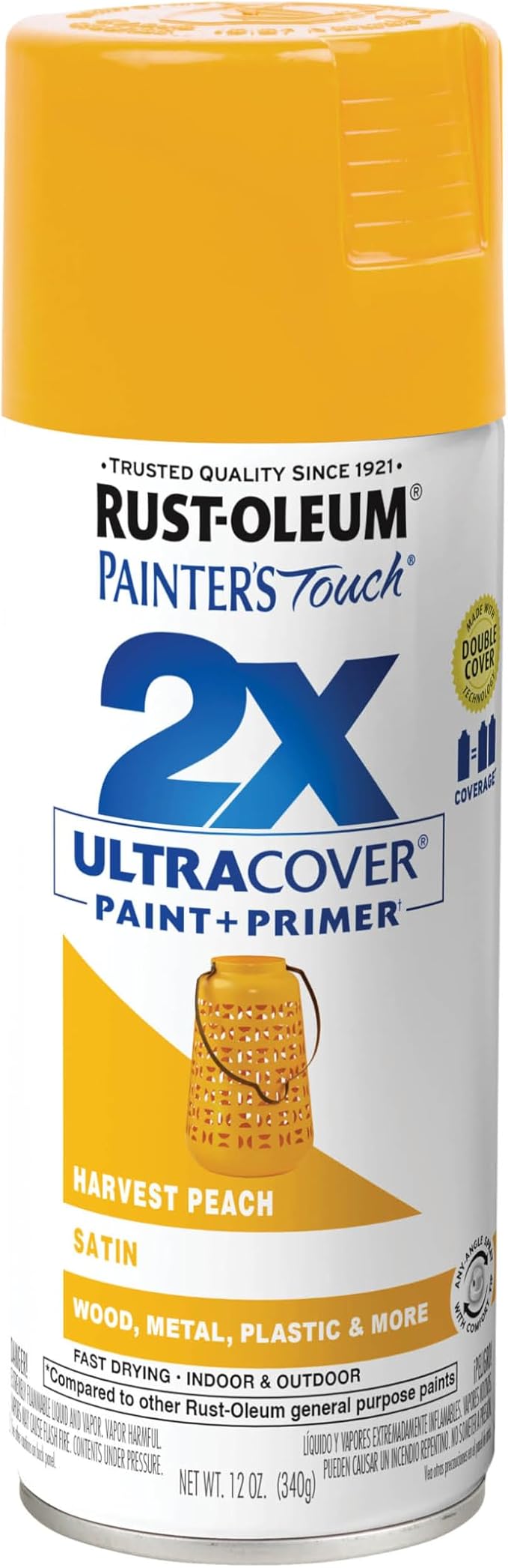 Rust-Oleum 366993 Painter's Touch 2X Ultra Cover Spray Paint, 12 oz, Satin Harvest Peach