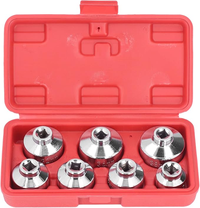7pcs Oil Filter Cap Wrench Socket Set 3/8in Drive 24 27 29 30 32 36 38mm Replacement for