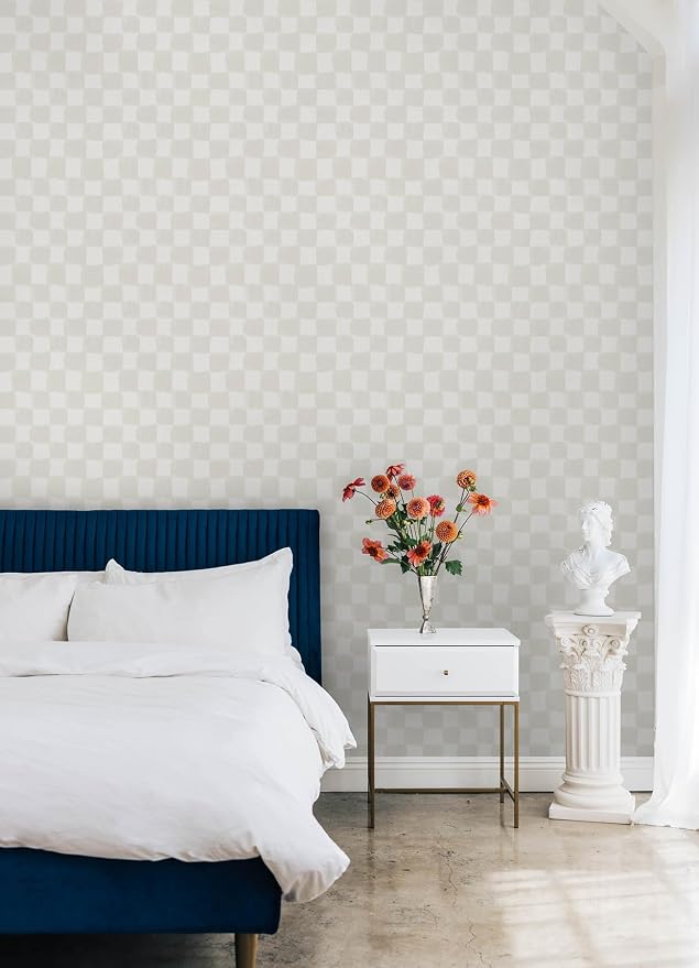 Mr. Kate RoomMates Tess Watercolor Cream Checker Peel and Stick Wallpaper, RMK12773PLW