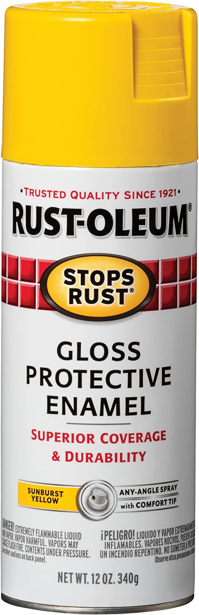 Rust-Oleum 7747830 Stops Rust Spray Paint, 12 oz, Gloss Sunburst Yellow