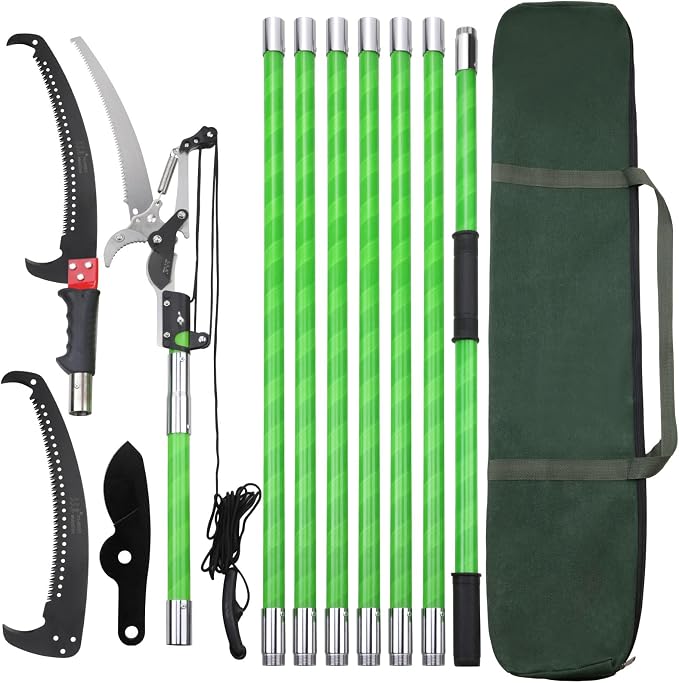 27 Feet Tree Pole Pruner Manual Branches Trimmer Tree Branch Garden Tools Loppers Hand Pole Saws Extendable Height Adustable System for Sawing and Shearing