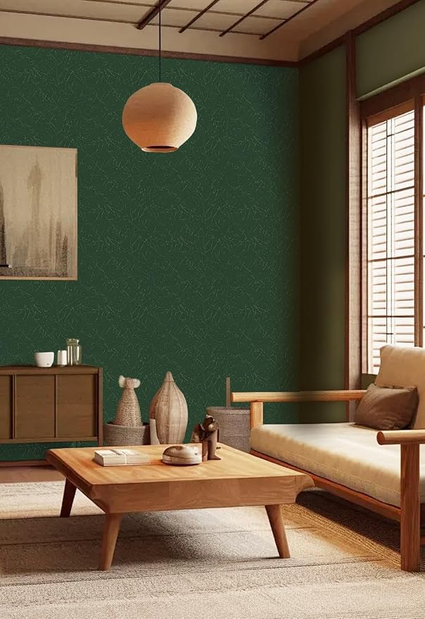 Dark Green Peel and Stick Wallpaper Removable Silk Texture Contact Paper | 15.7" X 196.8" Self Adhesive Vintage Embossed Stick on Wallpaper Home Decorativon for Wall Shelf Liner Paper
