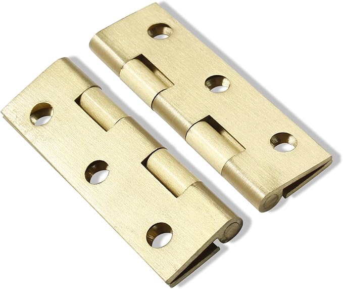 Murtenze 8 Pcs 2 Inch Mini Solid Brass Hinges，Brass Cabinet Hinges Small Box Hinges Butt Hinges for Cabinet, Drawer, Wood Box