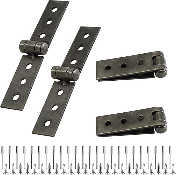 4PCS Folding Butt Hinges, Silver Stainless Steel Door Furniture Hinges, Heavy Duty Small Strap Hinge for Cabinets, DIY (84 * 16 * 1.5mm)