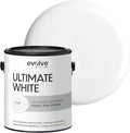 EVOLVE Ultimate White Paint & Primer in One, Flat White, 1 Gallon – Interior & Exterior, One-Coat Coverage, Excellent Hide, Low Odor, Low VOC, Washable Paint for Walls, Ceilings & Trim