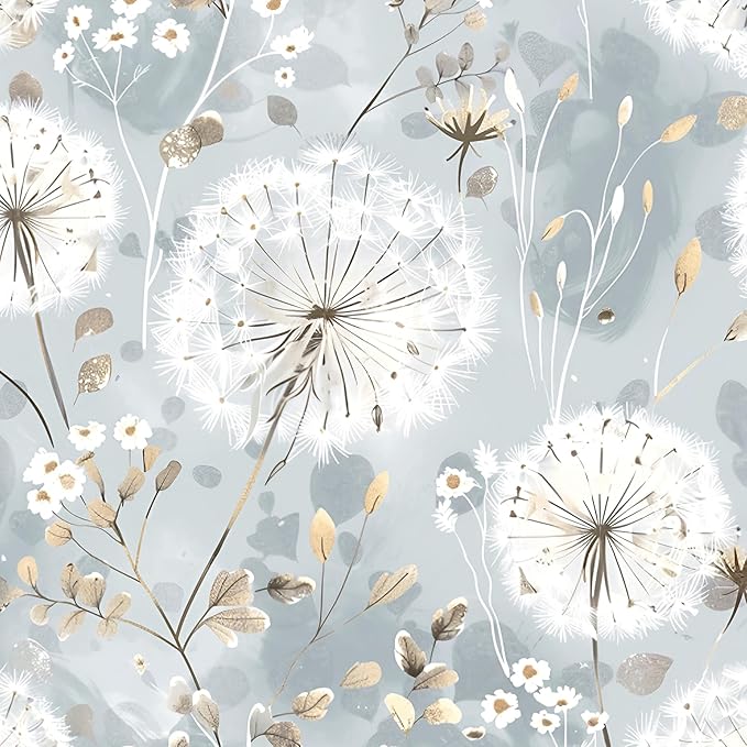 Nukofal Floral Wallpaper Peel and Stick Dandelion Wallpaper Floral Contact Paper 16.9"x393.7" Vintage Flower Contact Paper Boho Self Adhesive Removable for Bedroom Cabinets Decorative Wall Vinyl