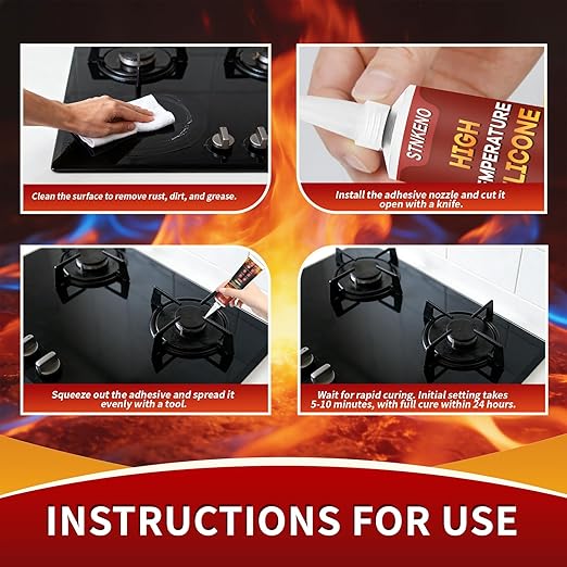 High Temperature Glue, Black Silicone Adhesive - 3.53 Oz Heat Resistant Glue for Ovens, High Temp Silicone Sealant for Microwave, Fast Curing, Insulation and Waterproof, 2 Pack, 100ML