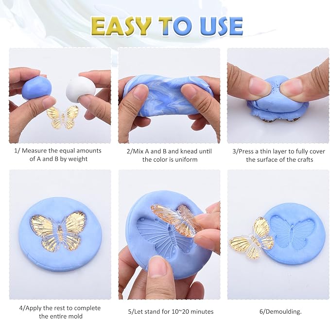 DecorRom Silicone Putty - 7/8 LB Flexible Silicone Mold Making Kit - Easy 1:1 Mixing Ratio - Fast Cured - Reusable Molds for Resin, Soap, Wax, Jewelry Making, 3D Printing, Art Restoration
