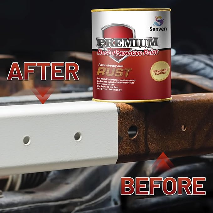 Rust-Stop and Corrosion Permanently Rust Preventive Coating Anti-Rust Automotive Rust Reformer for Metal & Seal, Rust Converter Non-Porous Protective Barrier High Gloss White Metallic Paint 35 Fl Oz