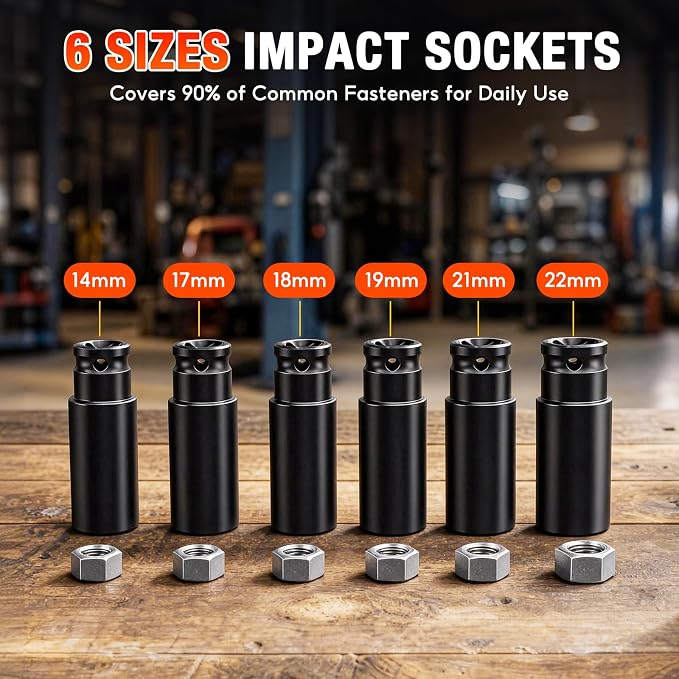 1/2" Cordless Impact Wrench, 738 Ft-lbs (1000 N.m) Impact Gun | 2x 4.0Ah Batteries, 3 Speed, Brushless Motor, LED Light, 6 Sockets, High Torque Impact Driver for Home Car/Mower/Truck RV