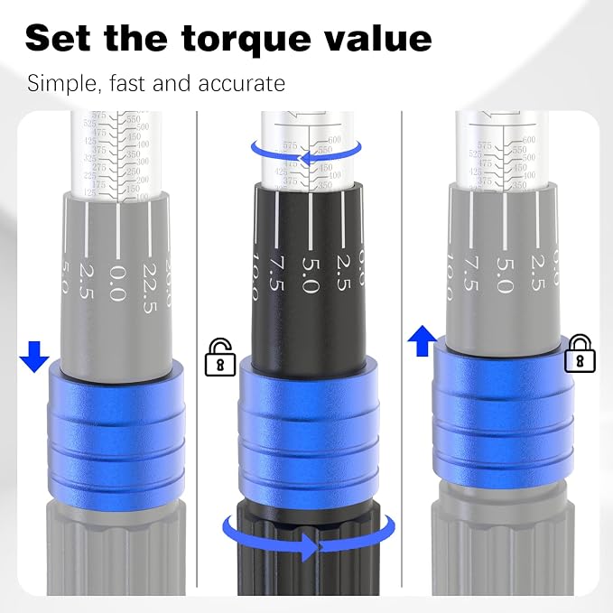 SuZhi 3/4 Inch torque wrench 100-600 ft lb /135.6-813.6 N.M/Aluminum Alloy handle & Cr-Mo Material Head, Heavy Duty, Professional,Dual Direction, Store in Solid Case