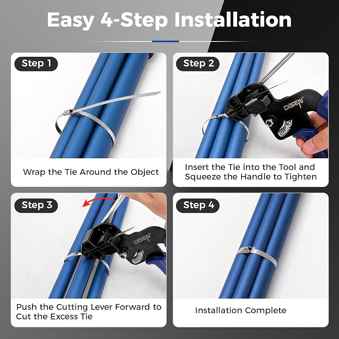 DISEN Stainless Steel Cable Tie Gun Kit