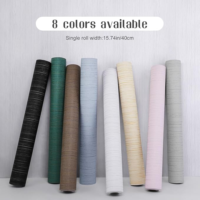 White Grasscloth Peel and Stick Wallpaper Vintage Texture Removable Waterproof Wallpaper for Room Walls, Cabinets, Furniture, Drawers, Desk A Set of 23.6"x480"
