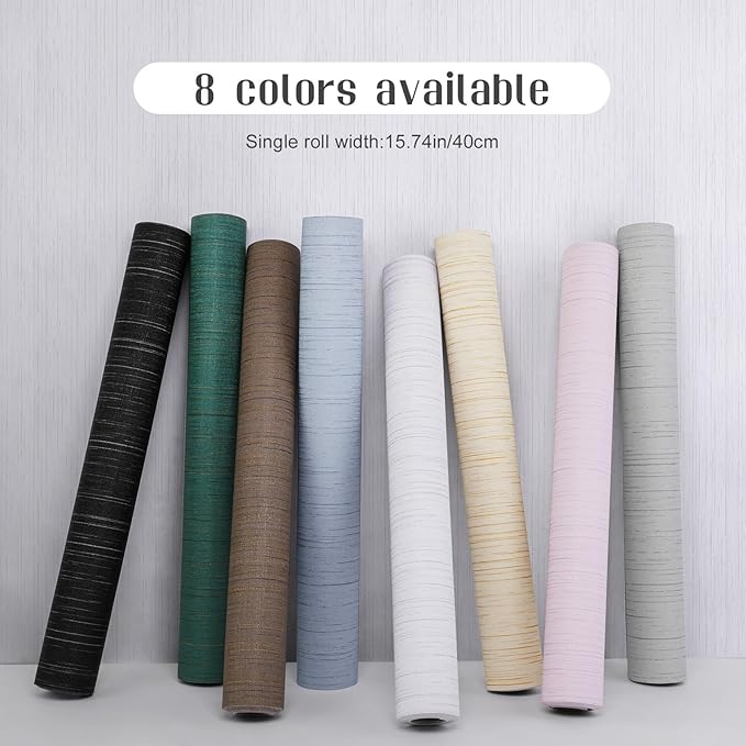 White Grasscloth Peel and Stick Wallpaper Vintage Texture Removable Waterproof Wallpaper for Room Walls, Cabinets, Furniture, Drawers, Desk A Set of 15.7"x300"