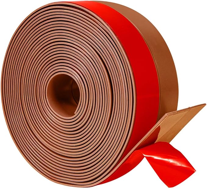 TORRAMI Silicone Door Sweep Draft Stopper 2 inch Width 20 Feet Length,Seal Insulation for Door Under Bottom, Gap, Side, Glass Shower Door, Sliding Door,Brown