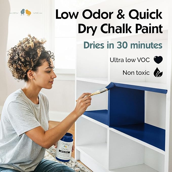 Chalky Chicks 32 Fl Oz Matte DC Blue (Navy Blue) Chalk Paint for Furniture Without Sanding - No Prep Furniture Paint No Sanding All in One for Crafts, Wood, Walls, Cabinet, Metal, Dresser, Farmhouse