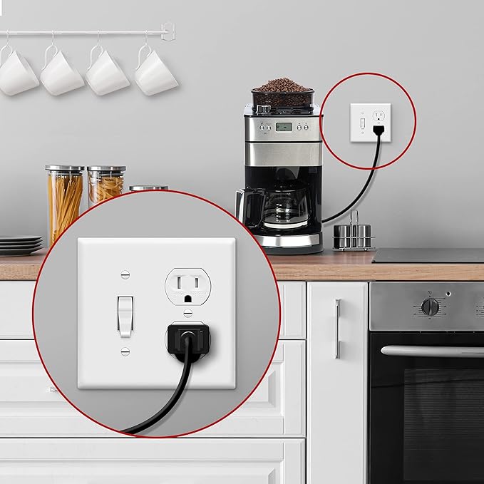 ENERLITES Combination Toggle Light Switch/Duplex Receptacle Outlet Wall Plate, Gloss Finish, Size 2-Gang 4.50" x 4.57", Polycarbonate Thermoplastic, 881121-W-10PCS, White (10 Pack)