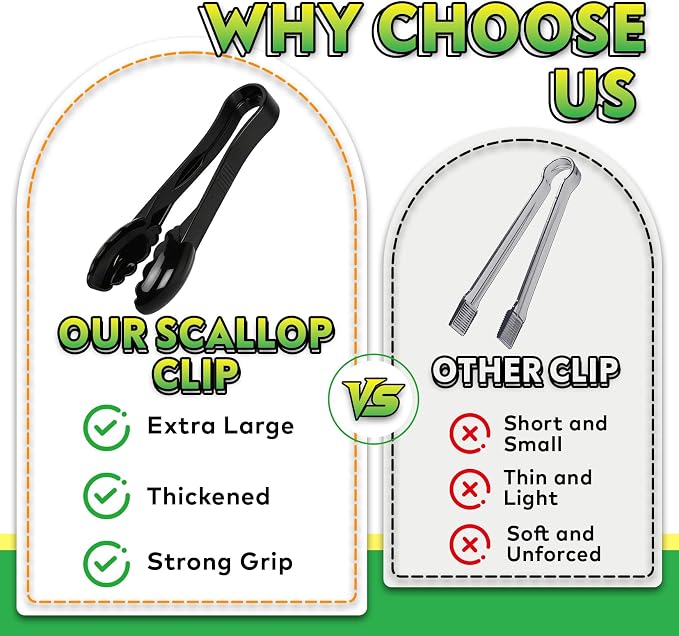 12 Pack Plastic Tongs for Serving, 9 Inch Heavy Duty Hard Plastic Serving Tongs with Scalloped Tips, Reusable or Disposable Serving Utensils for Buffets, BBQ, Bakery, Parties & Catering