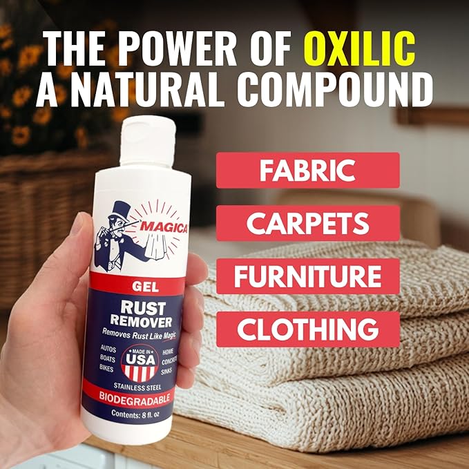 Magica® Rust Remover (8oz Gel/Spray Combo) Reliably Removing Rust Stains for over 35 years Made in Wisconsin, USA