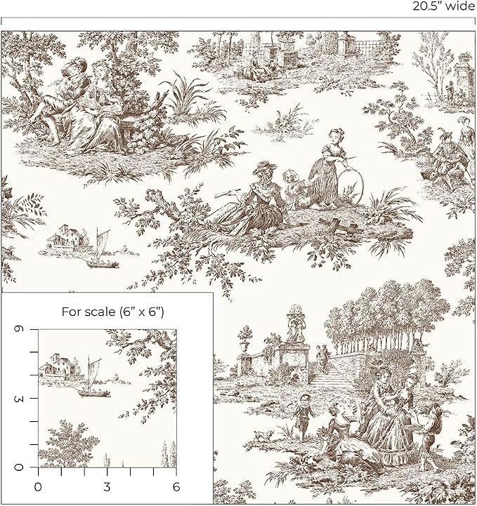 NextWall Chateau Toile Peel and Stick Wallpaper (Sable Brown)