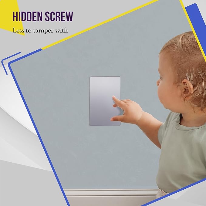 ENERLITES Screwless Blank Wall Plate, Child Safe Blank Device Outlet Cover, Standard Size, 1-Gang 4.68" x 2.93", Polycarbonate Thermoplastic, UL Listed, SI8801-SV-5PCS, Glossy, Silver, 5 Pack