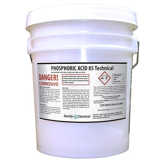 Quality Chemical Phosphoric Acid (Tech Grade) - Rust Remover, Clean Etch Metal - 5 Gallon Pail - 640 oz (Pack of 1)