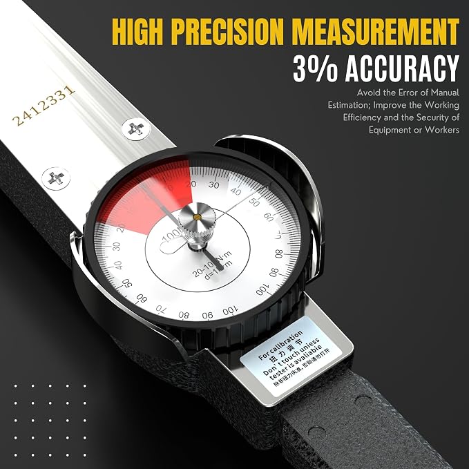 1/2 inch Torque Wrench, 0-100 N.m TLB Dial Torque Wrench, Precision Torque Wrench, Accuracy ±3%, Division 1N.m