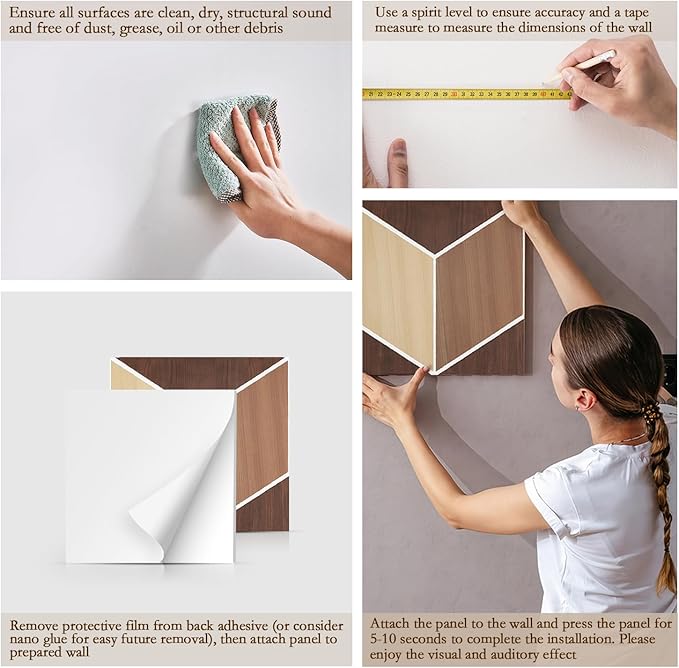 12Pack Acoustic Panels, Self-Adhesive Sound Proof Panels for Walls, Decorative Wood Grain Printing Sound Dampening Panels Sound Absorption Tile for Studio, Office, Home, 12×12×0.4", Dark Walnut Grain