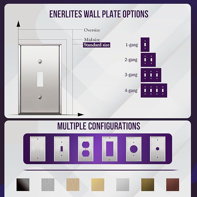 ENERLITES Toggle Light Switch Metal Wall Plate, Stainless Steel 201, Corrosion Resistant, Standard Size 1-Gang 4.50" x 2.76", 7711-PC, Polished Chrome, Silver