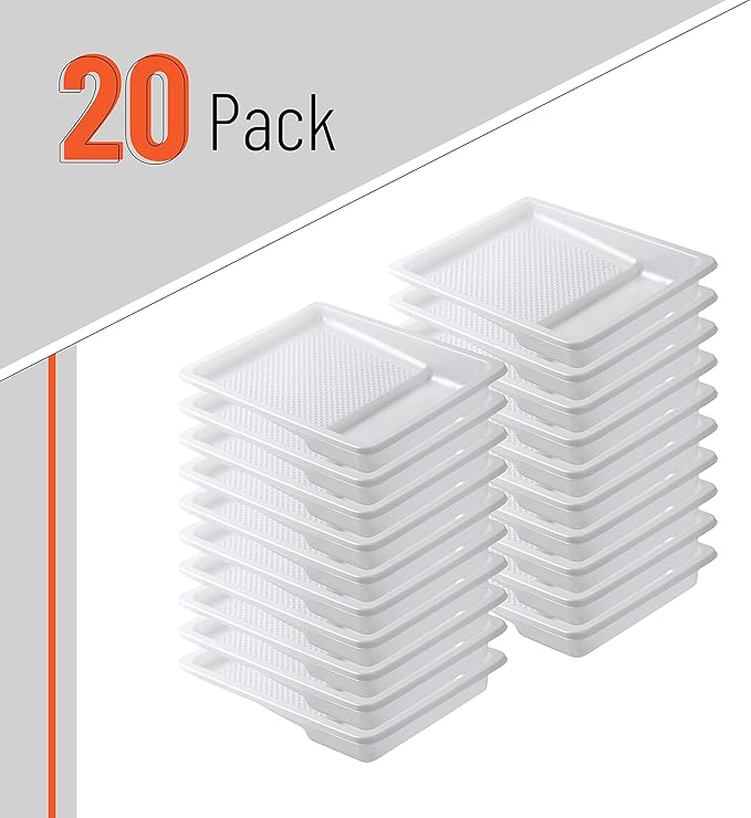 Bates- Paint Tray Liner, 9 Inch, 20 Pack, Paint Pans Trays, Plastic Paint Tray, Disposable Paint Tray, Paint Roller Tray, Paint Trays for Painting Walls, Roller Tray Liners, Paint Pan Liners