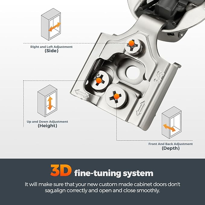 50 Pack (25 Pairs) 3/8" Overlay Soft Close Cabinet Hinges, Satin Nickel Stainless Steel Concealed Hinges with 3D Self-Closing for Face Frame Doors & Kitchens