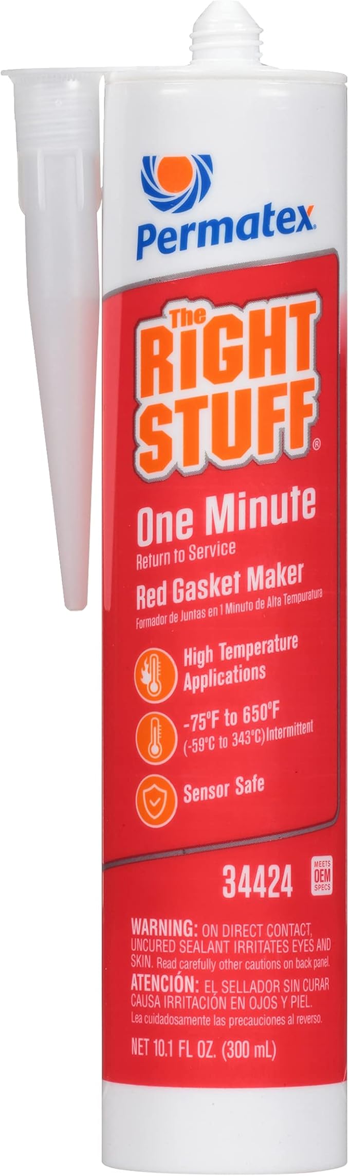 Permatex 34424 Right Stuff 1 Minute Red High Temperature Gasket Maker, 10 oz