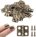 24 Mini Hinges 13x12mm Antique Bronze Butt Hinges for Mini Cabinet, Doll House, DIY Projects