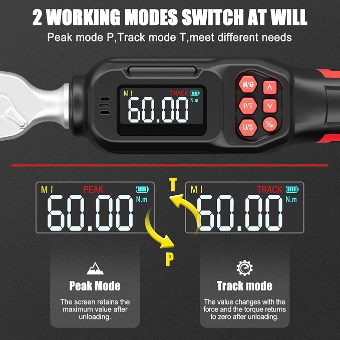 VANPO Spark Plug Socket Set with Digital Torque Wrench 3/8, 2.2-44.2 ft.lb | 3-60 N.m, ±2% Accuracy, Spark Plug Wrench with LED Buzzer Alert, Ideal for Motorcycle & Engine Repair
