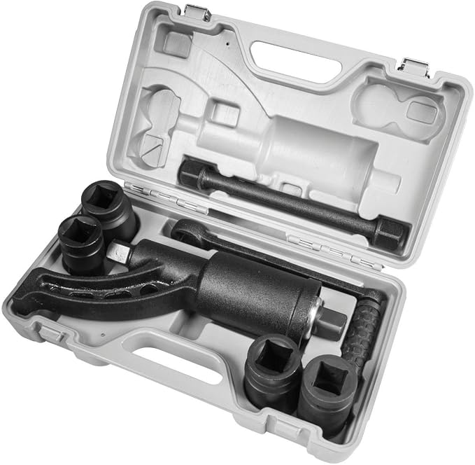 XtremepowerUS Multiplier Torque Wrench Labor Saving Lug Nut Wrench CR-V Socket 4 Socket With Carrying Case for Semi Truck & RVs
