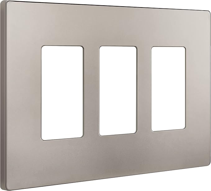 ENERLITES Screwless Triple Decorator Switch Cover, Three Gang Wall Plate, Gloss Finish, Mid-Size 3-Gang 4.88" x 6.77", Unbreakable Polycarbonate Thermoplastic, UL Listed, SI8833M-NK, Nickel