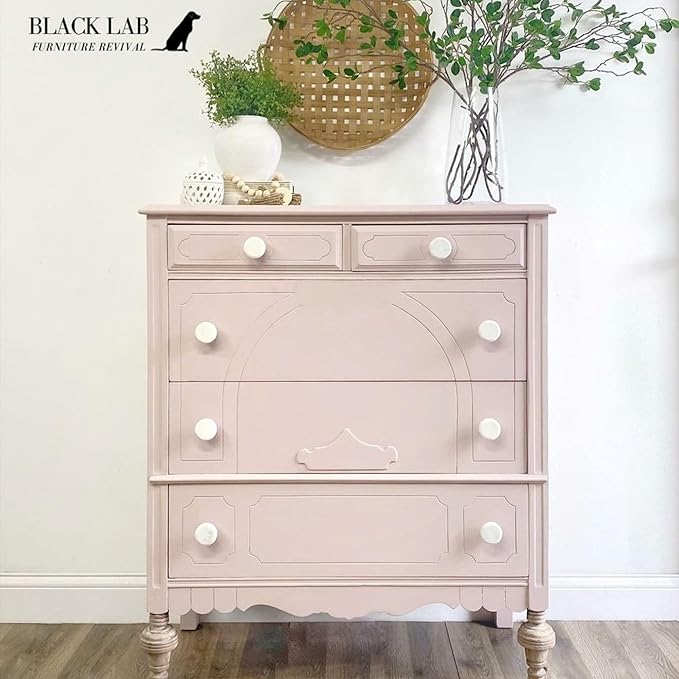 Dixie Belle Silk All-in-One Mineral Paint - Conch (4oz) - Pretty Pink Water Based Built-In Primer + Topcoat for Wood + Metal - Durable Furniture Paint - Low Reflective Finish