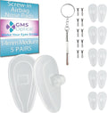 GMS Optical - 11mm Medium Wide Screw-in Round Soft Silicone Nose Pads for Glasses, Sunglasses, Glasses Repair Kit, Keep Glasses from Sliding and Improve Comfort (10 Pair)