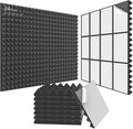 JBER 24Pack Pyramid Sound Proof Foam Panels, 2" X 12" X 12" Self-Adhesive Acoustic Wall Paddings for Home Office Studios (Black)