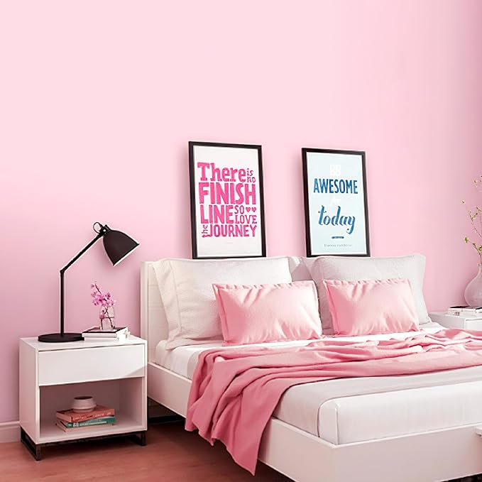 Pink Self-Adhesive Wallpaper Film Stick Paper Easy to Apply | 15.7'' x 590'' Peel and Stick Wallpaper Shelf Liner Table and Door Reform Wall Paper
