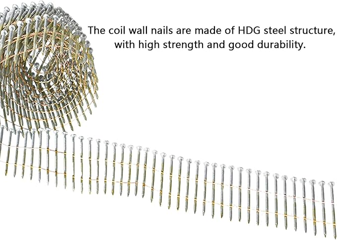 GXYWADY 3600Pcs Wire Coil Siding Nails 0.092 x 1-1/4 In Hot-Dip Galvanized Paint-Dipped Ring Shank Inclined 15 Degree Full Round Head Siding Nails of Lathing and Sheathing Materials
