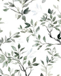 ILHIIOR Green Leaf Peel and Stick Wallpaper Boho Leaf Contact Paper White Floral Removable Self Adhesive Waterproof Wall Paper for Cabinet Drawers Wall Decor Renter Friendly 17.5''x118''